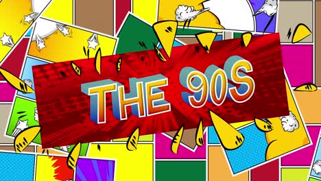 the 90s. motion poster. 4k animated comic book word