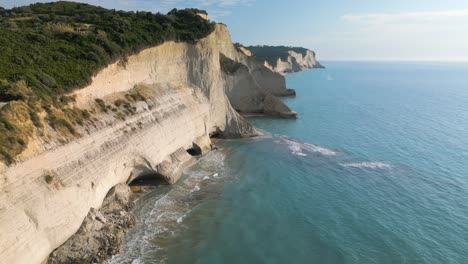 Cinematic-Aerial-Shot-Above-Cape-Drastis,-Corfu,-Greece