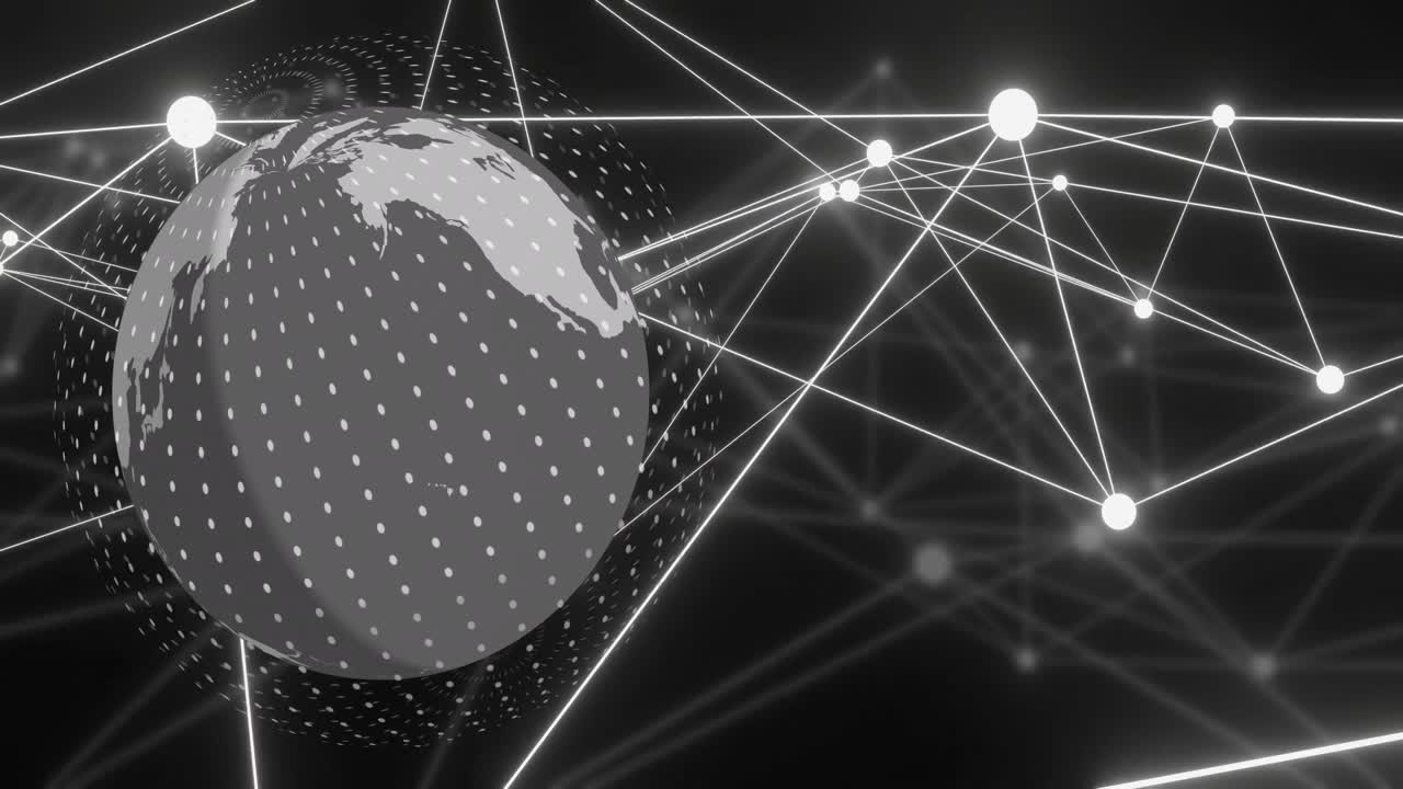 Animation of data and network of connections over globe