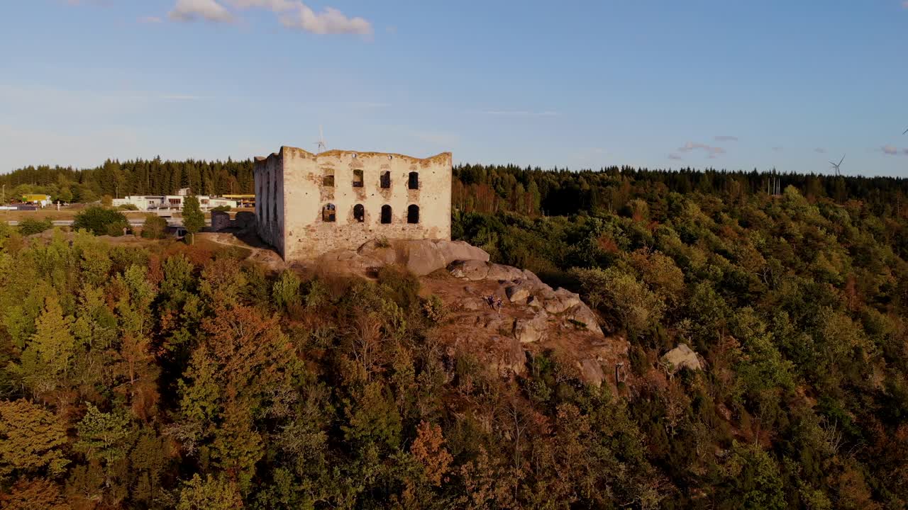 Drone footage over Brahehus castle at sunset in Sweden!