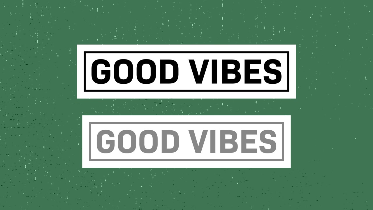 Animerte «Good Vibes»-tekstklistremerker på grønn bakgrunn