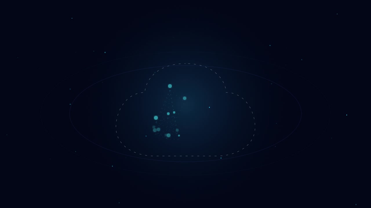 Abstract Digital Cloud Network Animation with Glowing Nodes