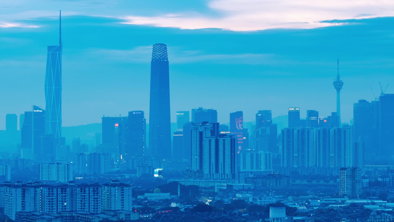 Cityscape of Kuala Lumpur at Sunset to Twilight featuring Merdeka 118, Tun Razak Exchange and KL Tower