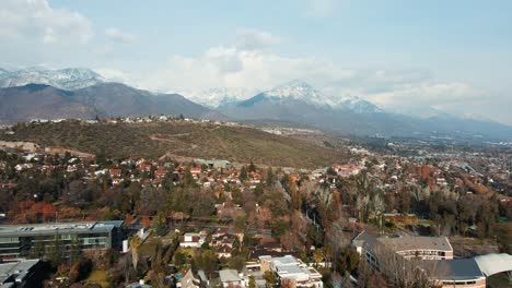 aerial view of apoquindo hill and residential community on the foothill of las condes in santiago de chile