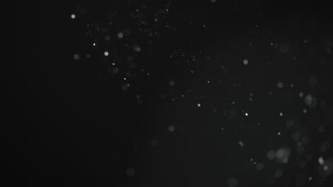 abstract macro particles floating upwards on a black background in slow motion