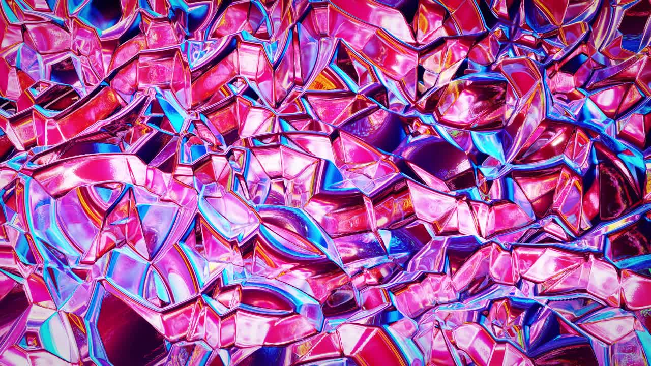 Looped abstract iridescent fluid background. Beautiful wavy glass surface of liquid with pattern, gradient color and flow waves on it. Creative bright bg with soft smooth animation.