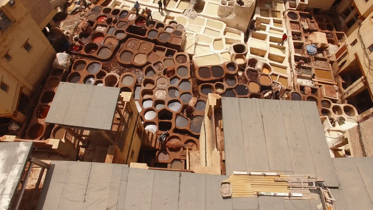 AERIAL: leather tannery in Fez