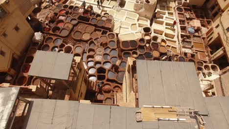 aerial: leather tannery in fez