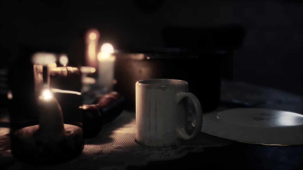 стол под свечами свечей ночью