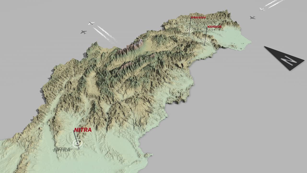 3d 지형 지도 슬로바키아