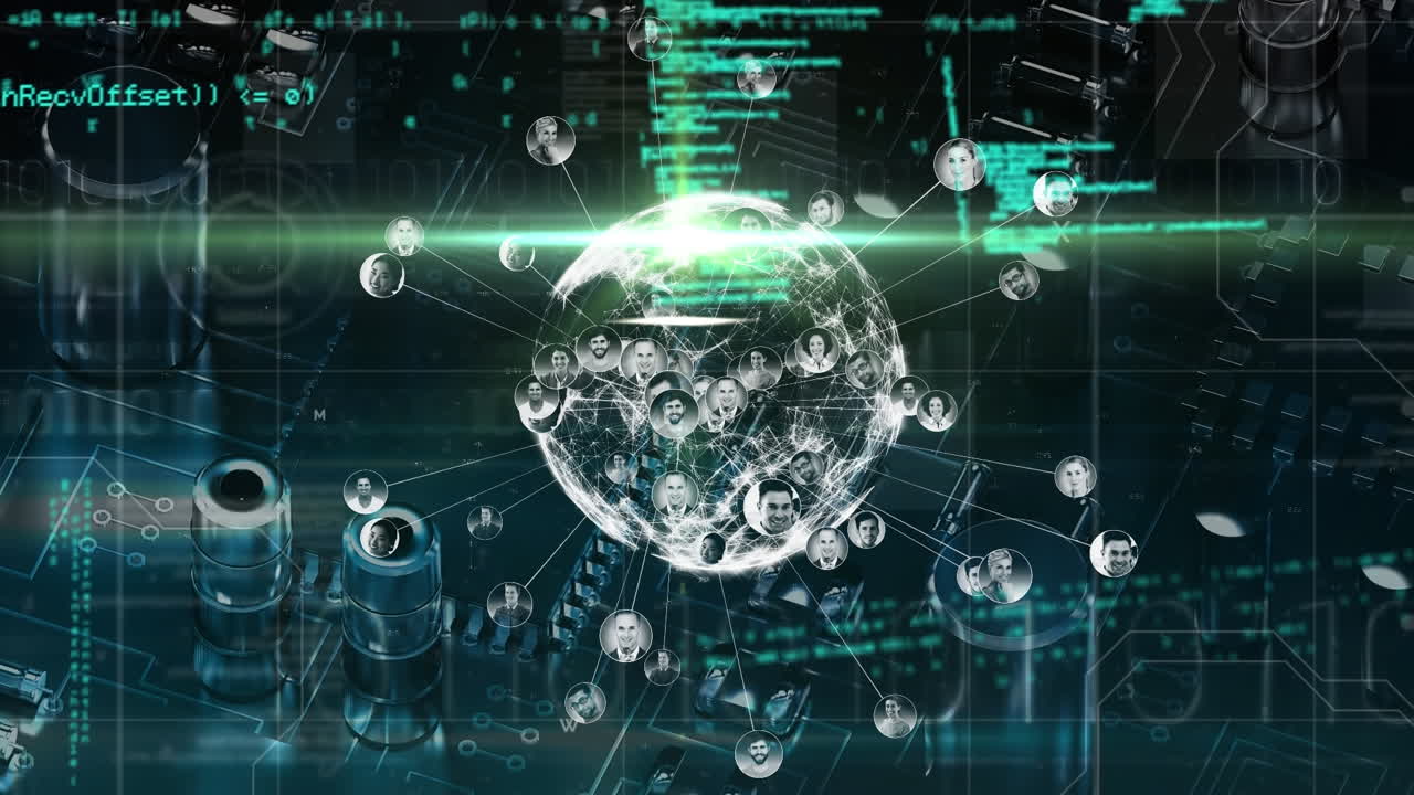 연결 및 데이터 처리의 네트워크를 통해 지구의 애니메이션