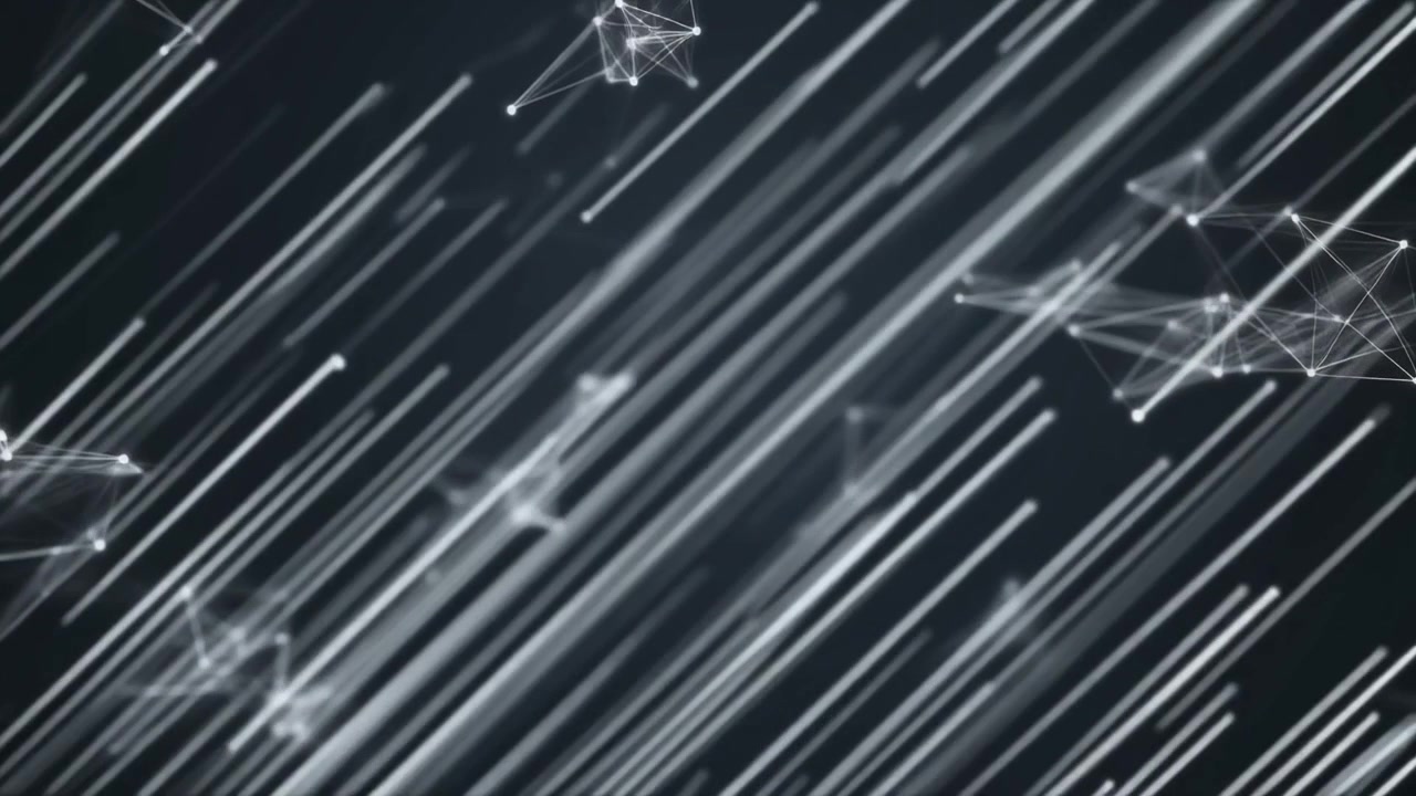 Sfondo digitale astratto con scie luminose in movimento e connessioni di rete