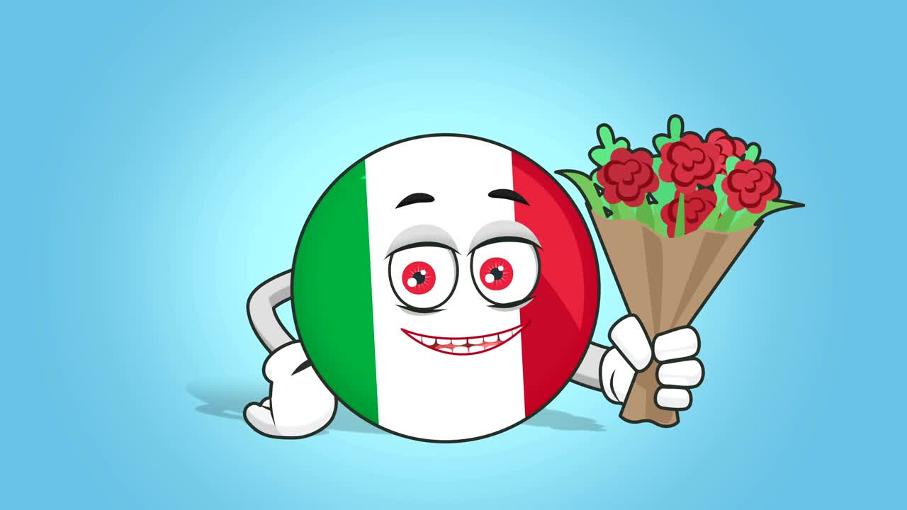 카 아이콘: 이탈리아 발, 얼굴 애니메이션과 함께 꽃줄기, 알파 매트