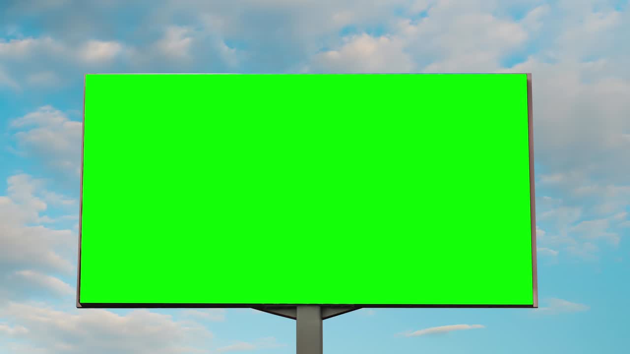 timelapse - cartel verde en blanco y nubes blancas en movimiento contra el cielo azul