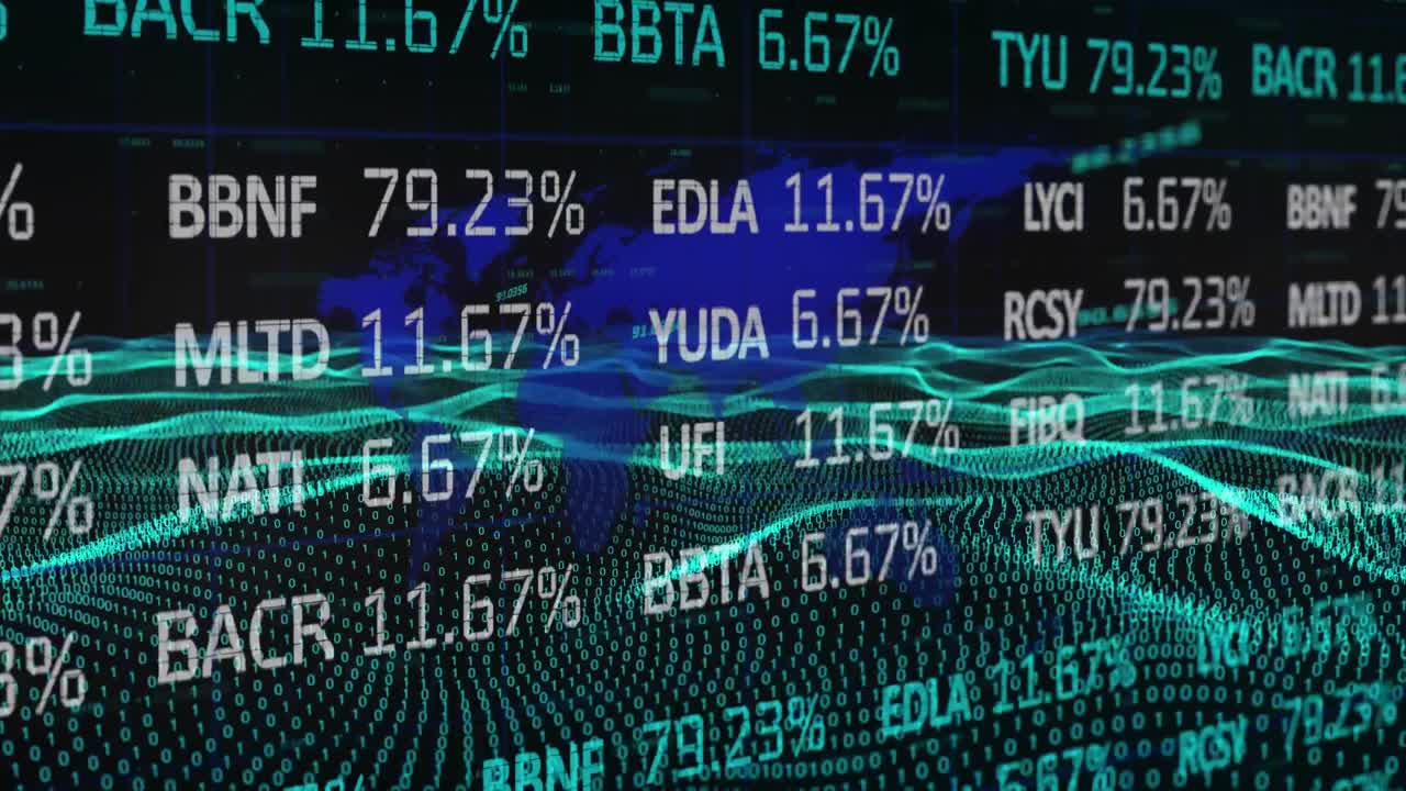 Stock market data processing against world map