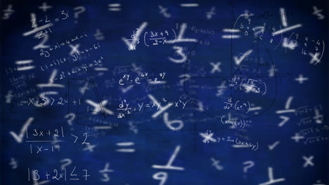 animation of mathematical equations on blue background