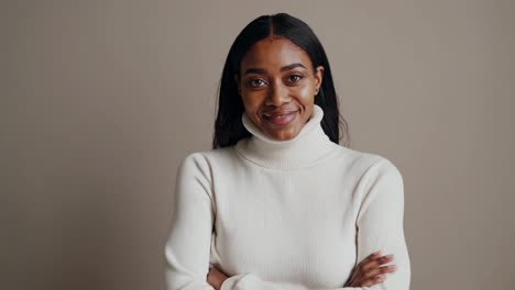 smiling woman in a turtleneck