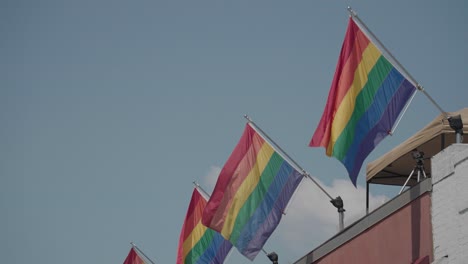 rainbow flags flying high