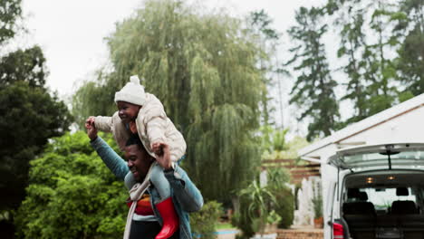 Happy,-dance-and-airplane-with-father