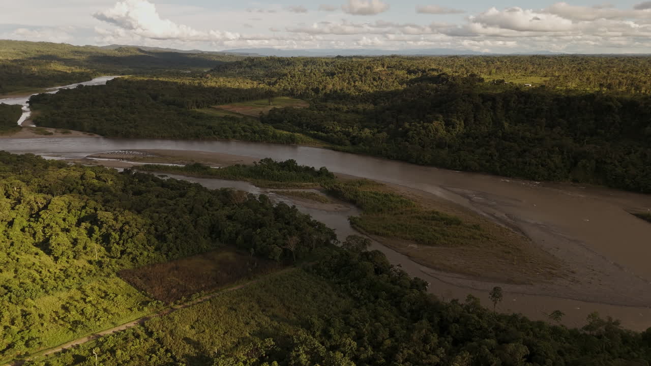 Scenic nature background of Ecuador's Pastaza River, a vast tropical waterway video