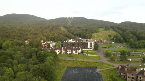 scenic aerial footage of bolton valley ski resort in the summer