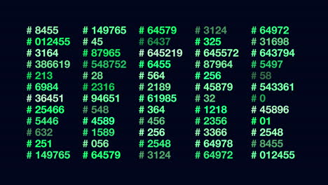 rows numbers pattern with neon color on black gradient 2