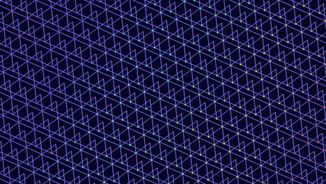 symmetrical blue and purple grid pattern with small triangles connected by lines