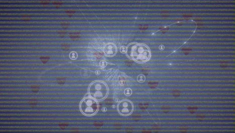 animación de interferencia a través de la red de conexiones con iconos