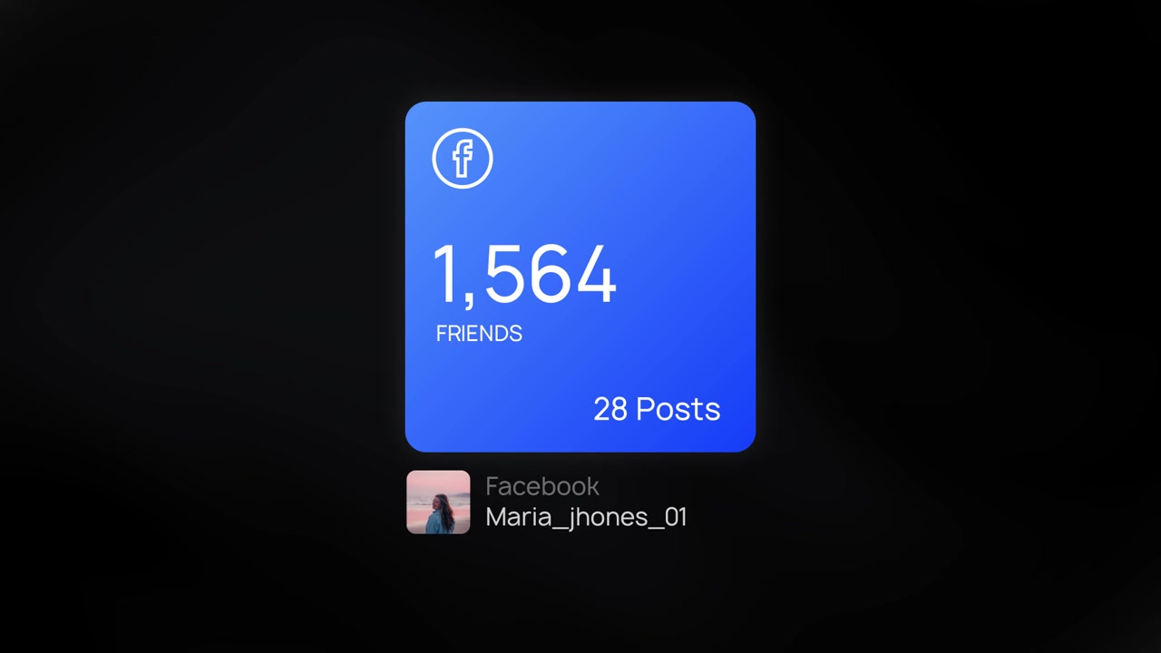 Animated Facebook Profile Statistics Overlay on Dark Background