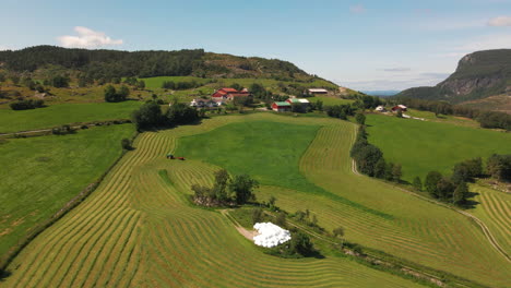 farmland and fields in the mountains of norway