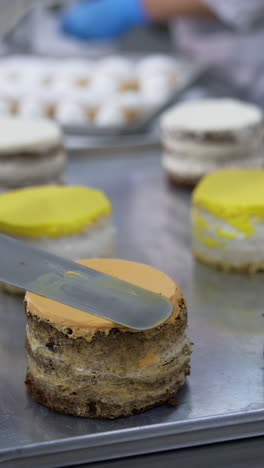 making sweet cakes. cream cooking pastry desserts. vertical video