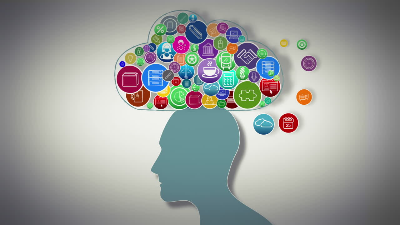 pensamientos que aparecen en la nube sobre la cabeza