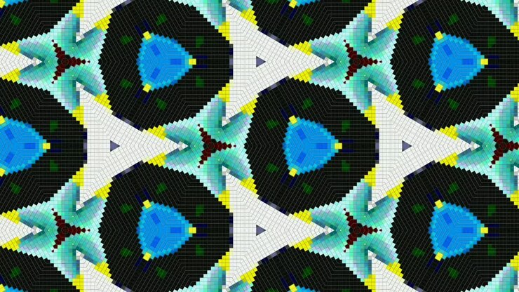 A colorful digital kaleidoscope moving in slow motion - animation