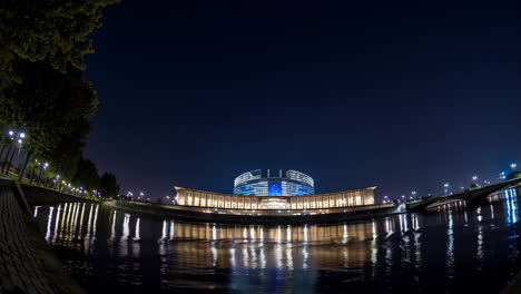 european parliament at night, brussels