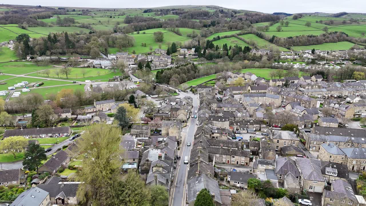 Città di Pateley Bridge, North Yorkshire, Regno Unito, riprese aeree 4K con drone