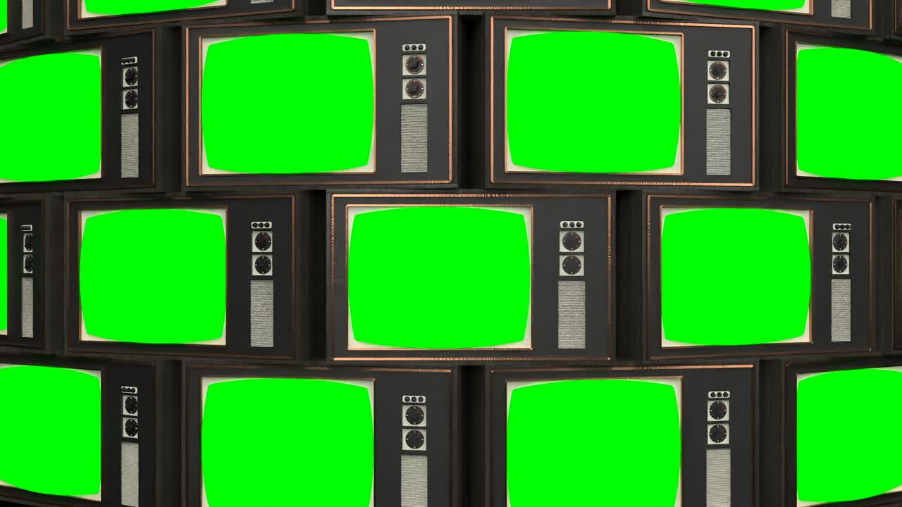 녹색 스크린에 빈티지 모 오래된 tv 세트 레트로 장치 4k