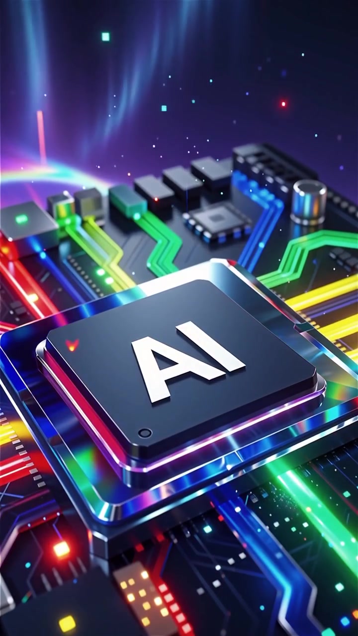Futuristic AI Chip Motherboard Technology Background