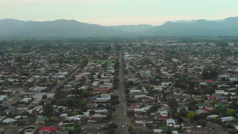 Aerial-view-of-wine-region-town-Blenheim-in-Marlborough,-New-Zealand