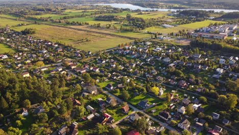 Suburban neighborhood in Ogre, Latvia, surrounded by green spaces