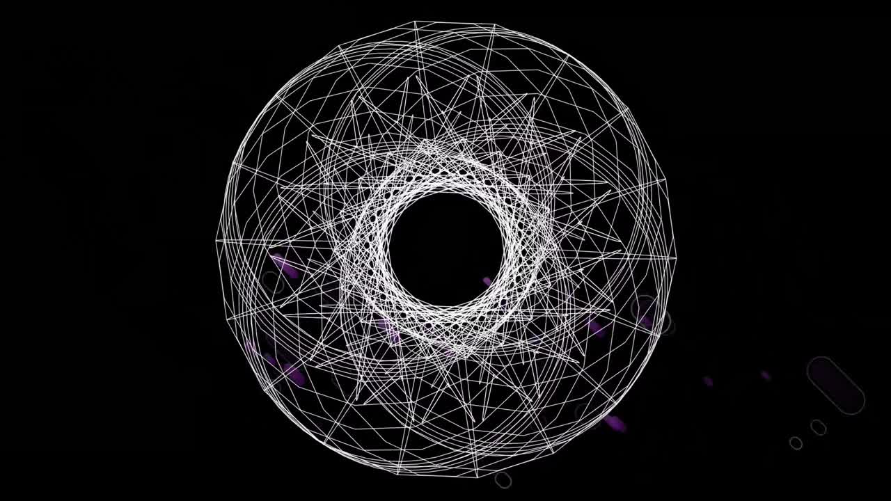 анимация фиолетовых световых следов над сканированием на черном фоне