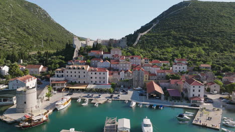 AERIAL-Shot-of-the-town-of-Ston-in-Croatia,-Europe