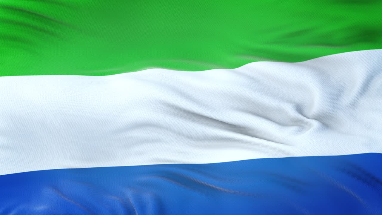 bandera de sierra leone ondeando en el viento con textura de tela muy detallada. bucle sin costuras