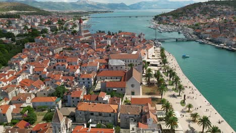 Aerial-view-over-Trogir,-Croatia