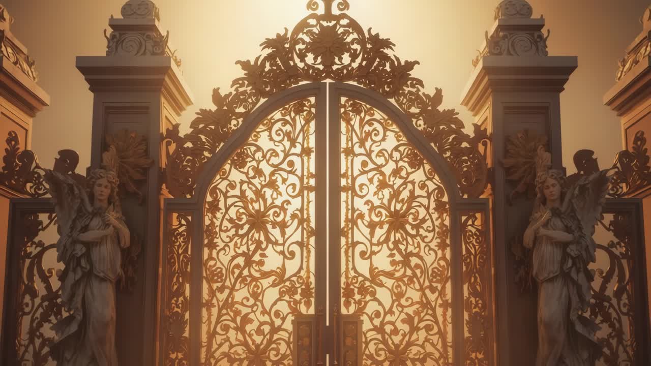 Ornate Gate with Angel Statues