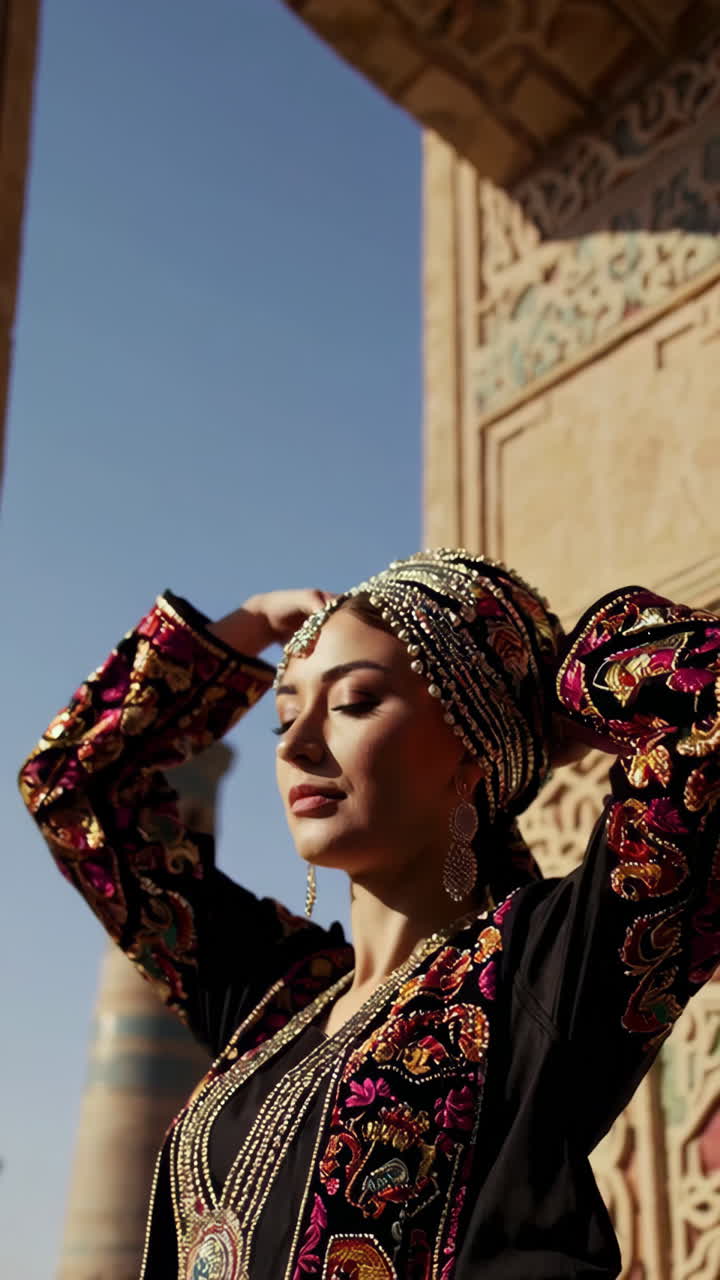 Woman in Traditional Uzbek Clothing