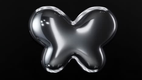 abstract metallic chrome shape on black background