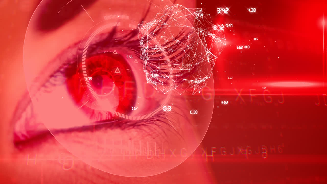 데이터 연결을 가진 여성 눈