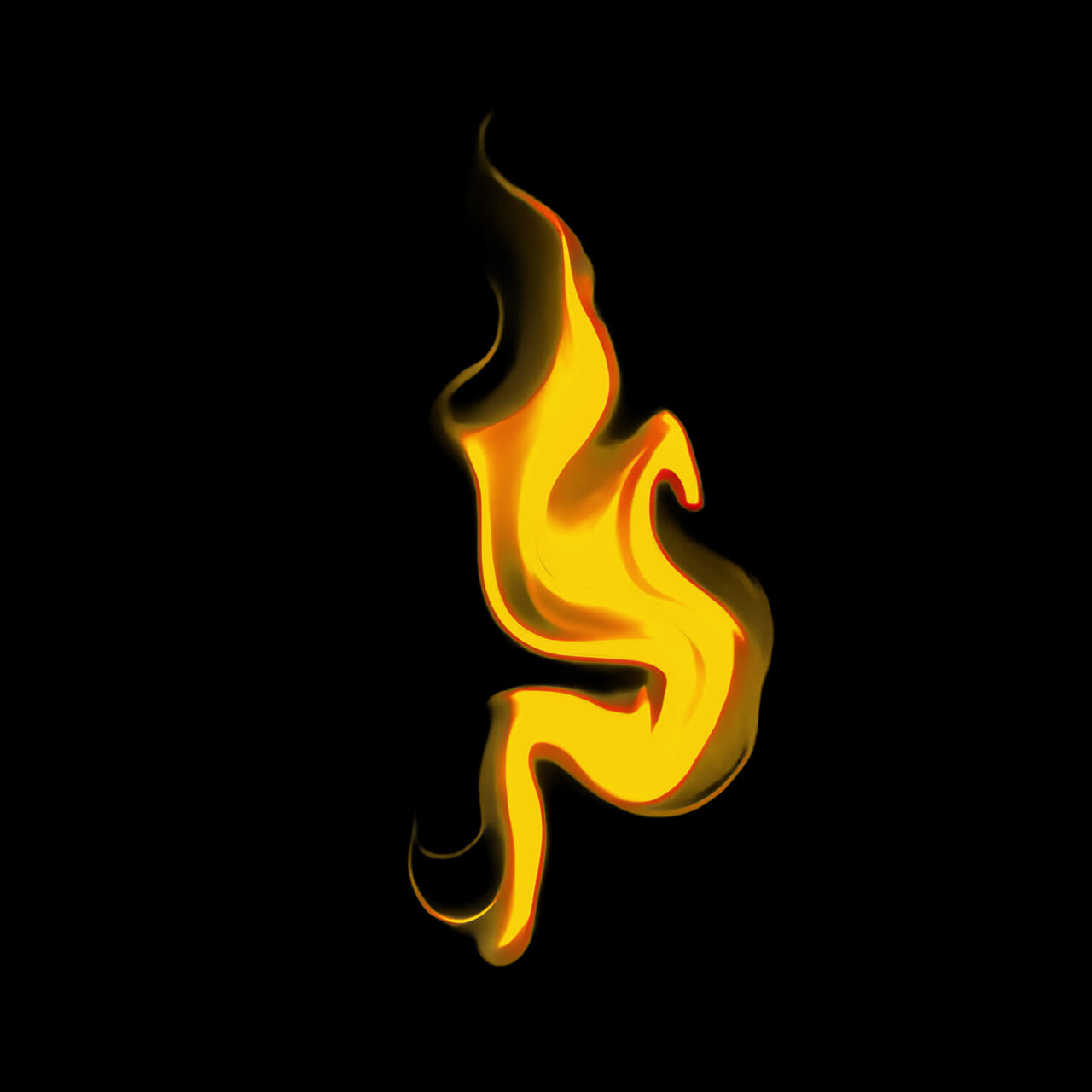 Vivid abstract yellow flame animation isolated asset, transparent 4K video, alpha channel, ProRes