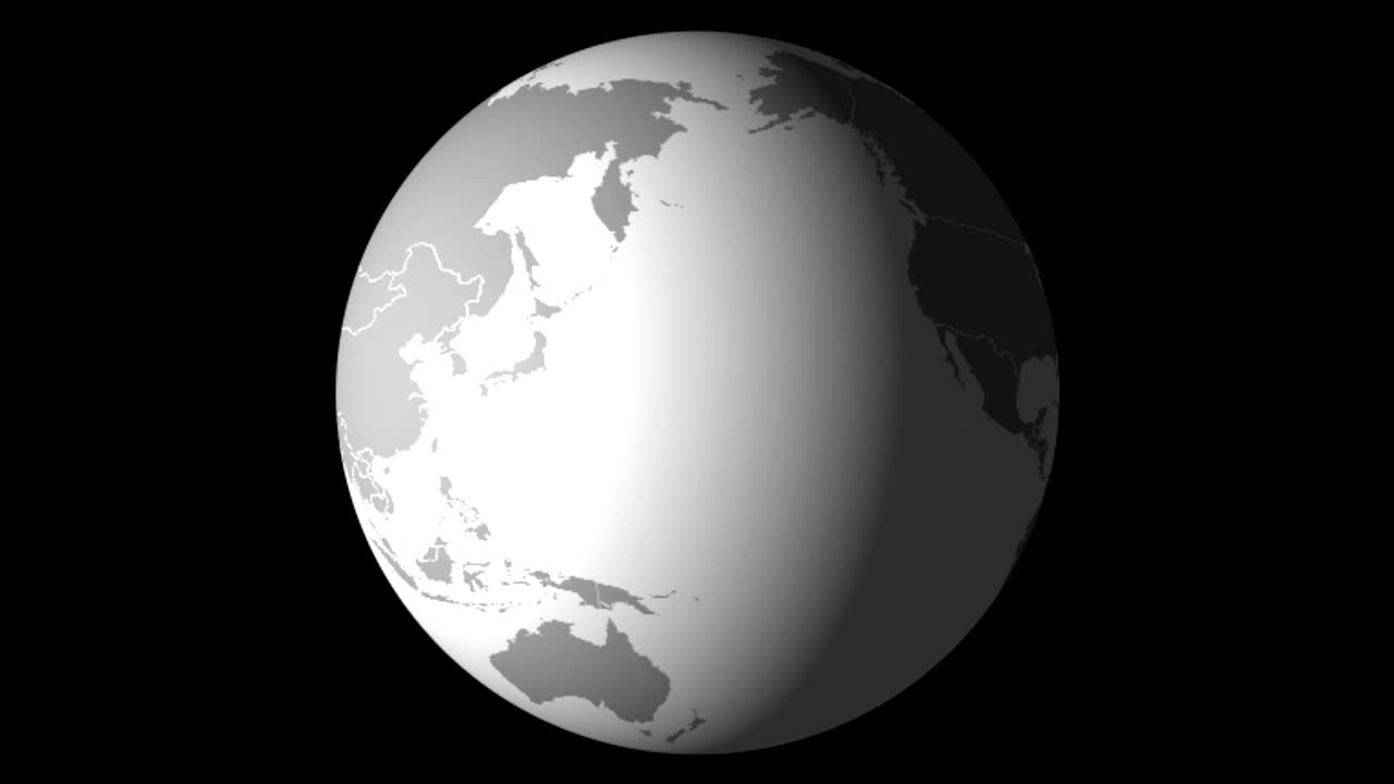 4k 비디오: 지구의 날, 움직이는 행성 에라스, 검은 바탕의 세계 지도