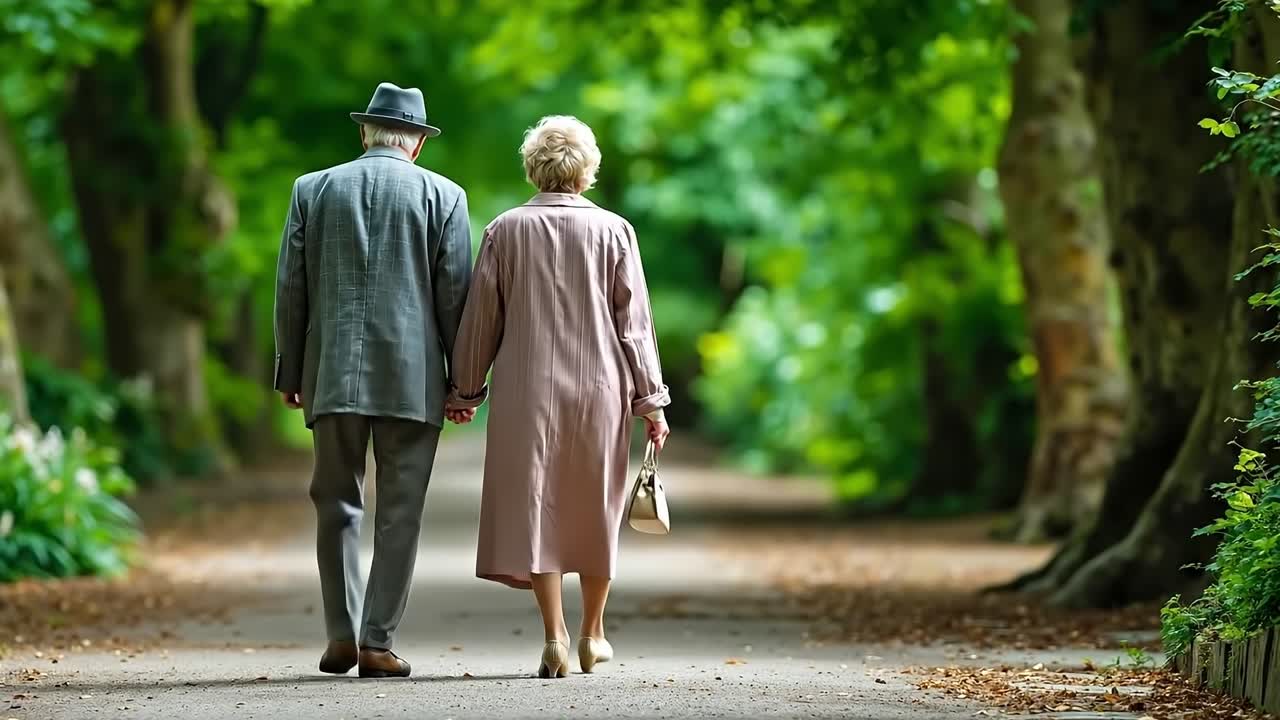 Hombre y mujer caminando por el camino tomados de la mano